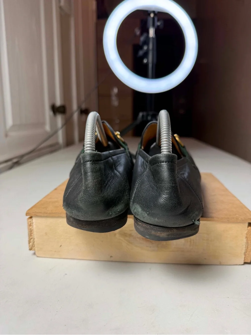 Gucci Brixton Black Leather Horsebit Web Loafers 6.5 UK / 7.5 US